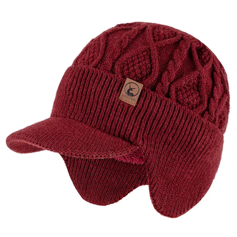 Unisex Fleece Lined Earflap Beanie Hat | Stylish Warm Winter Cap