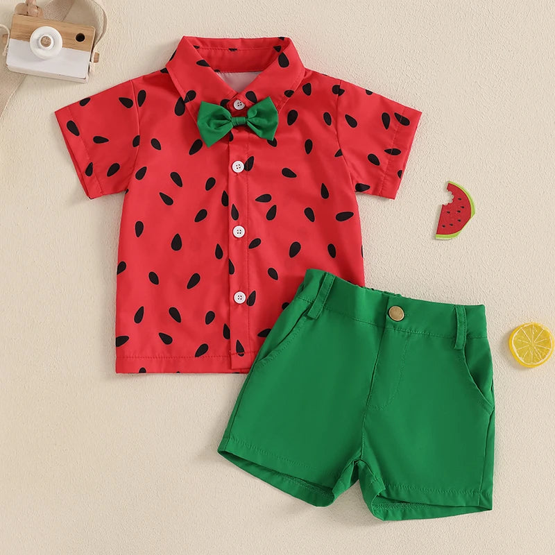 Toddler Summer Outfit Set with Watermelon Pattern | Cute Boys Clothes