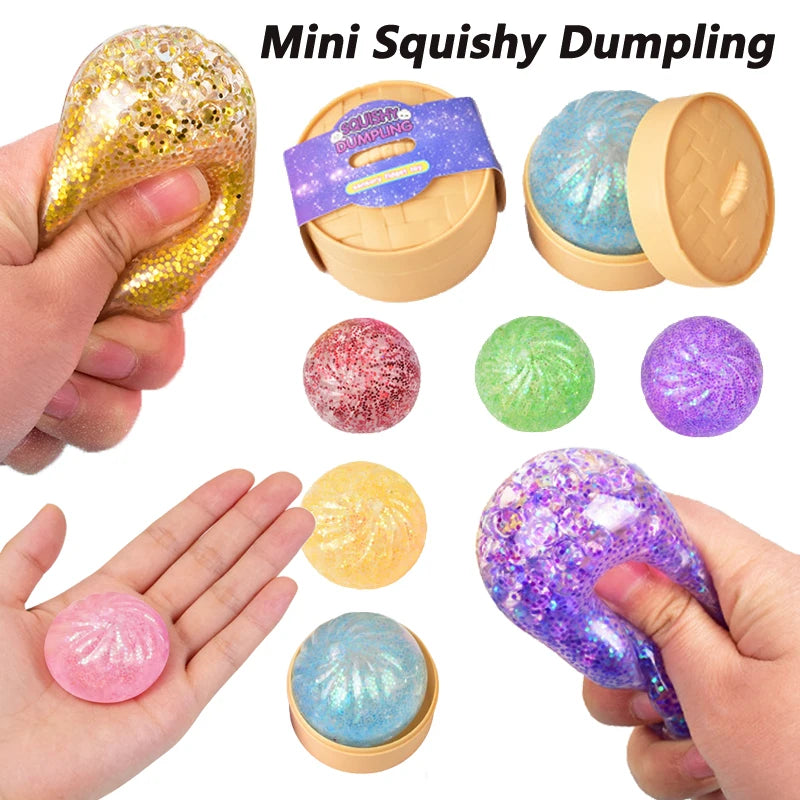 Mini Squishy Dumpling Fidget Toy | Squeezable Stress Relief Bun
