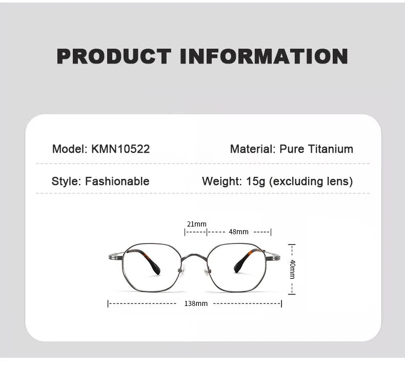 Luxury Retro Polygon Eyeglasses | Ultra-Light Pure Titanium Frames