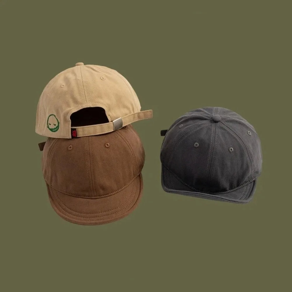 Solid Color Short Brim Baseball Cap | Adjustable Snapback Hat