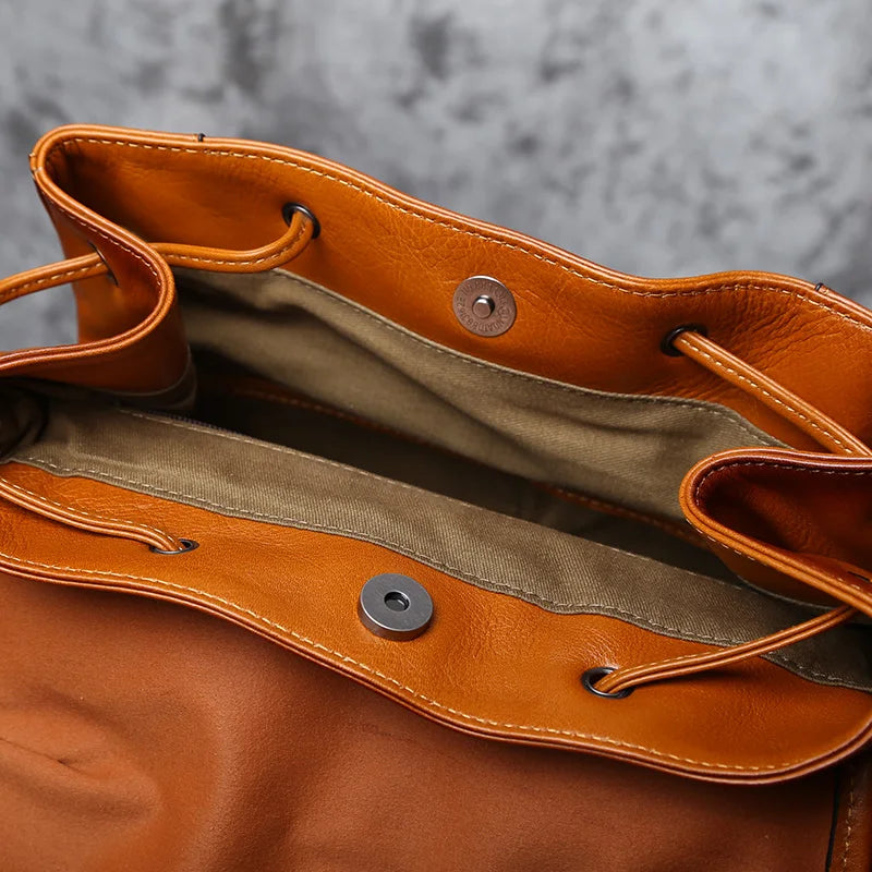 Mochila retro de cuero para hombre | Elegante bolso de viaje y escolar