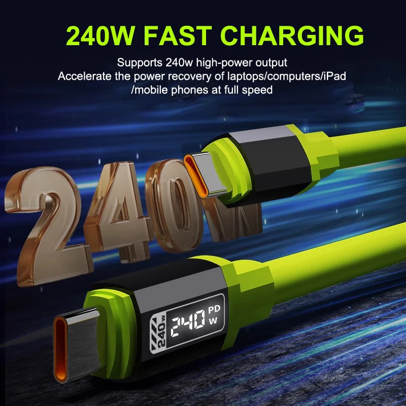 240W USB C Cable With Power Display | Fast Charging Cord