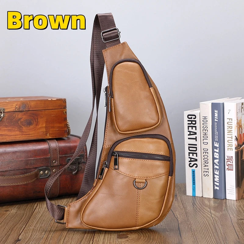 Men's Vintage Leather Sling Bag | Stylish Crossbody Outdoor Bag