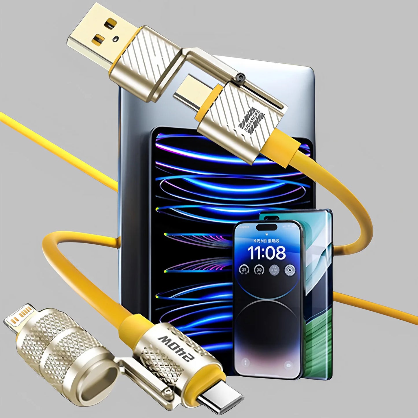4-in-1 Fast Charging Data Cable - Type-C to Type-C Connection