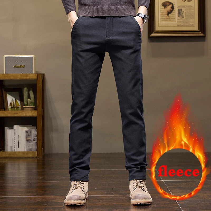 Warm Fleece Lined Jeans for Men | Slim Fit Thermal Denim Pants