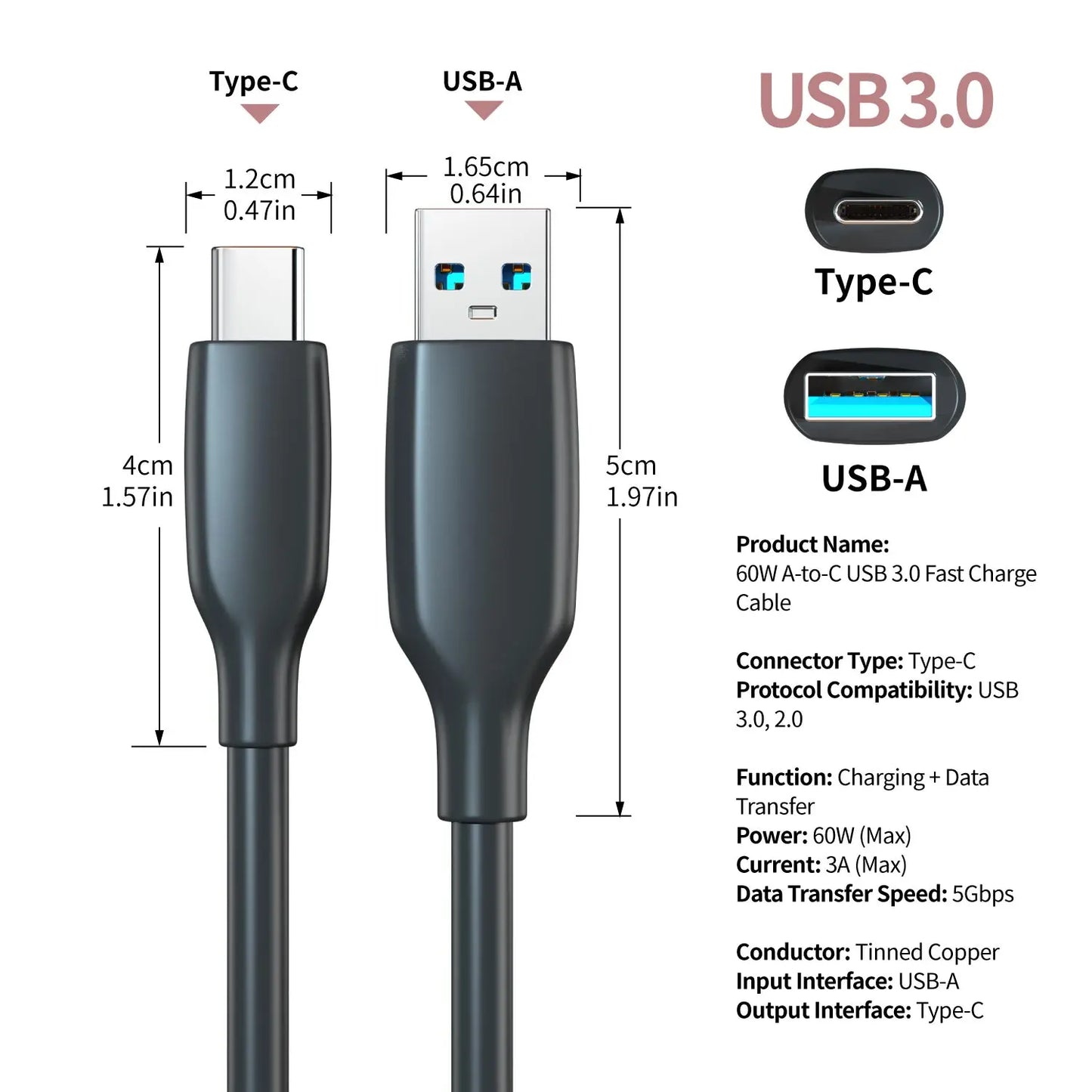 60W USB C Charging Cable | Fast Data Transfer & Quick Charge