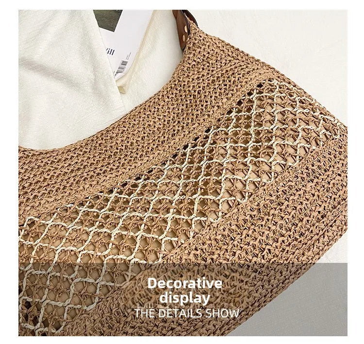 Bolso de Hombro Bohemio Tejido | Bolso de Playa de Gran Capacidad