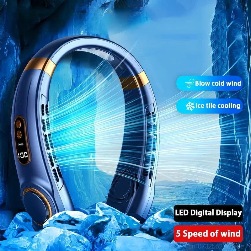 Portable Hands-Free Neck Fan with LED Cooling Plates | USB Rechargeable