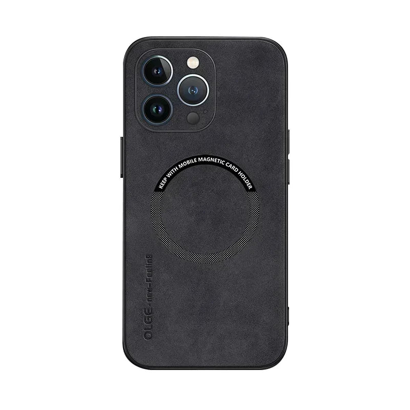 Luxury Leather Shockproof Phone Case for iPhone | Magnetic Charging