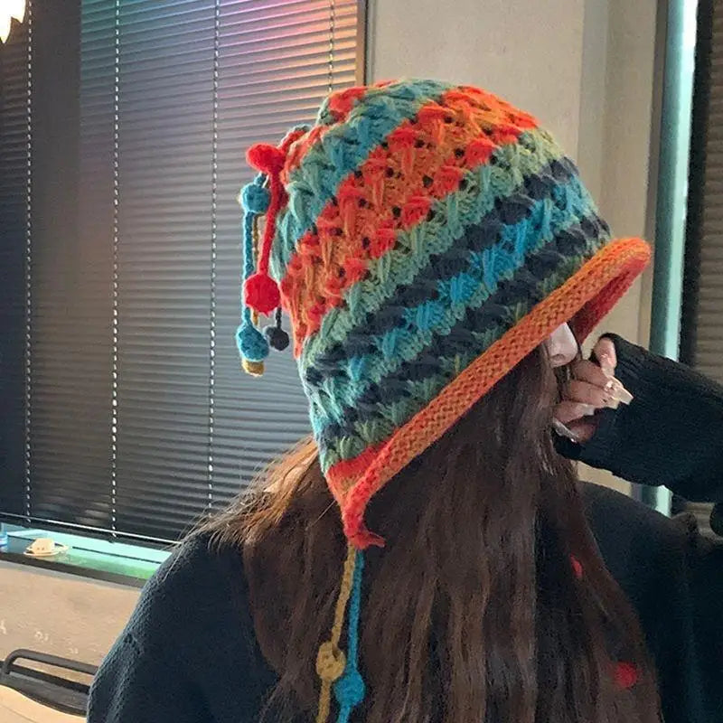 Women's Cute Bear Plush Knitted Hat | Cozy Winter Beanie