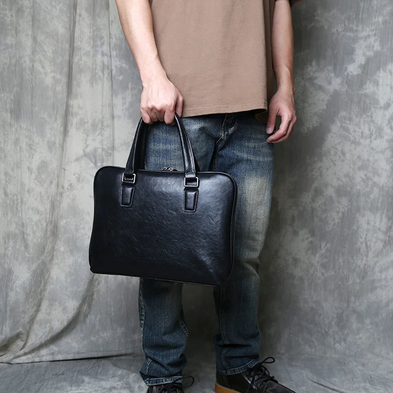 Men's Casual Leather Briefcase | Stylish Business Handbag
