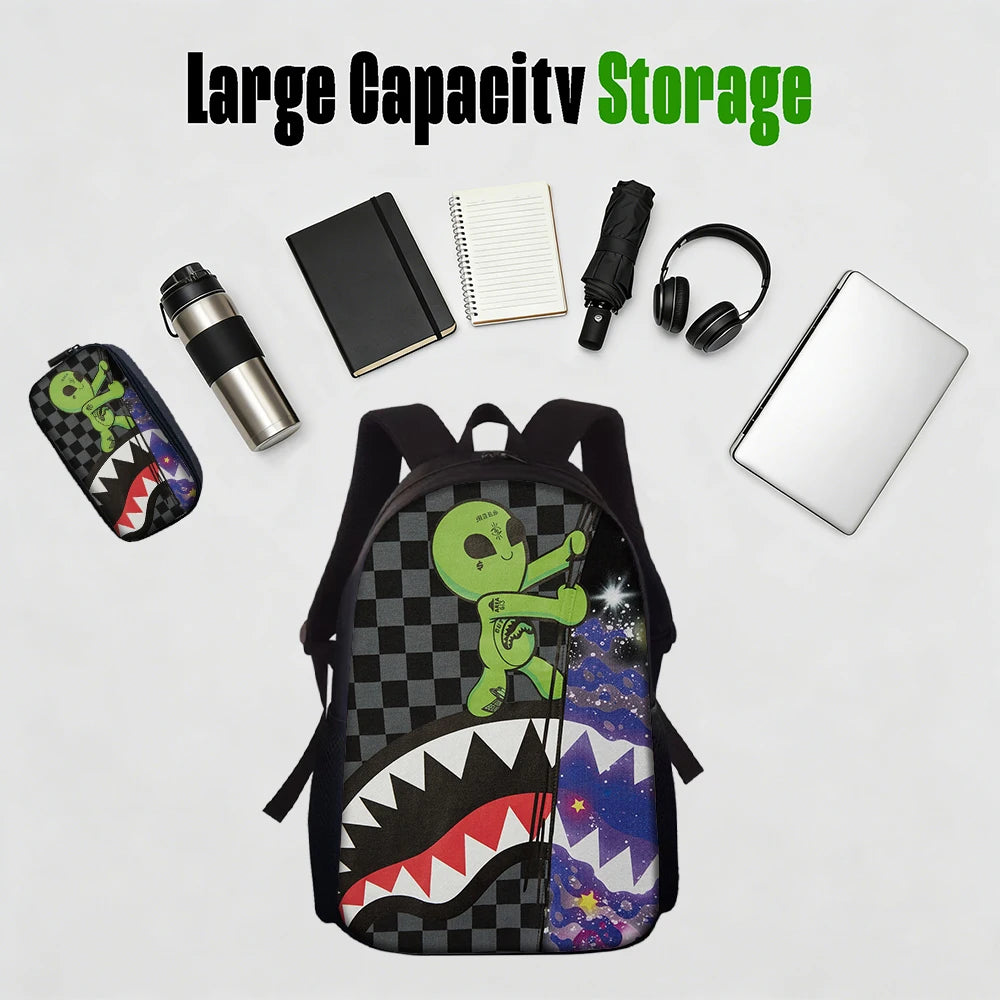 Trendy Shark Graphic Backpack Set | Ideal for School & Adventures