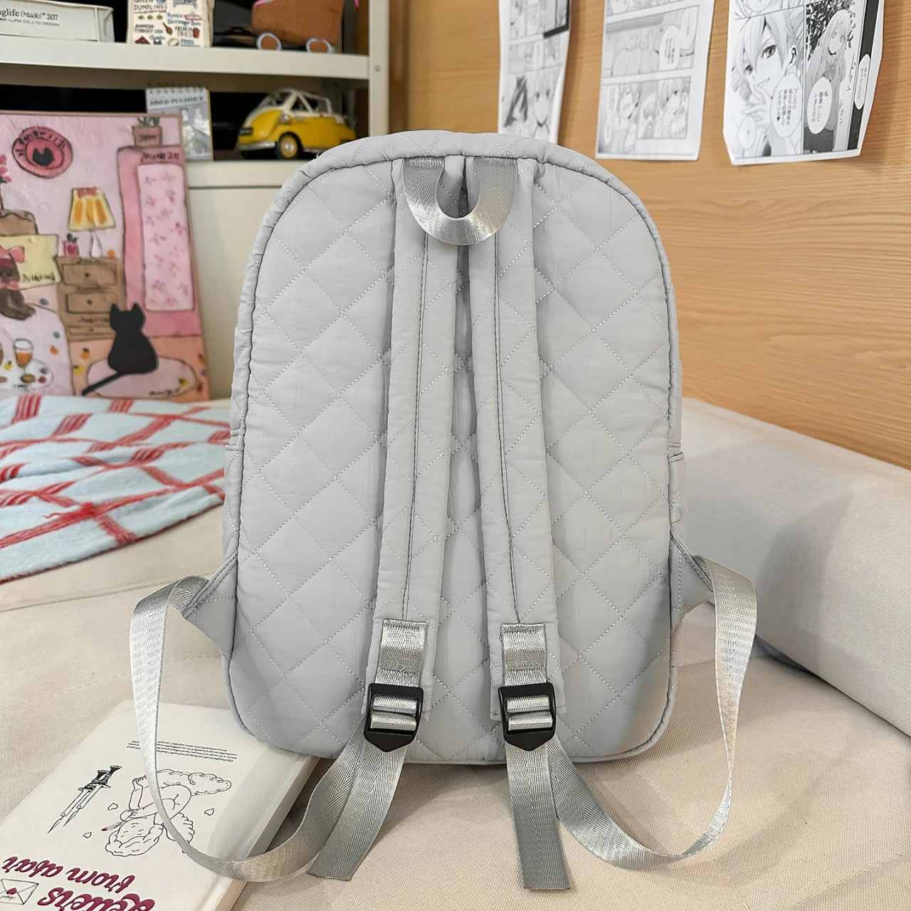 Cute Girls Quilted Backpack with Tassel Decor | Lightweight & Stylish