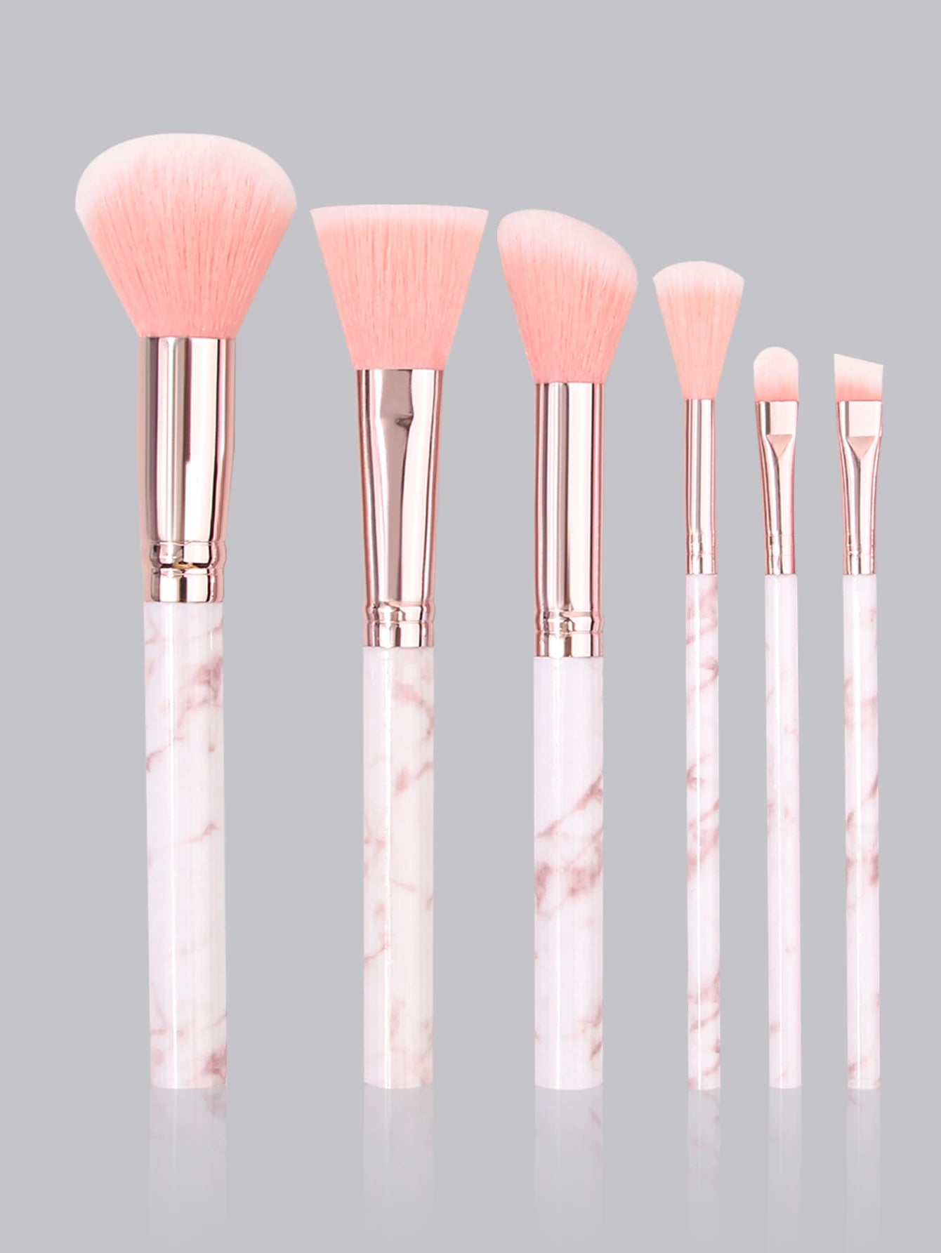 12pcs Pink Makeup Brush & Sponge Set | Marble Brushes + Super Soft Powder Puff & Triangle Puffs 2026