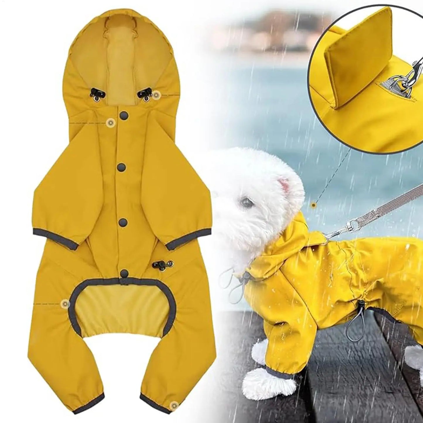 Waterproof Adjustable Dog Raincoat for All Weather Adventures