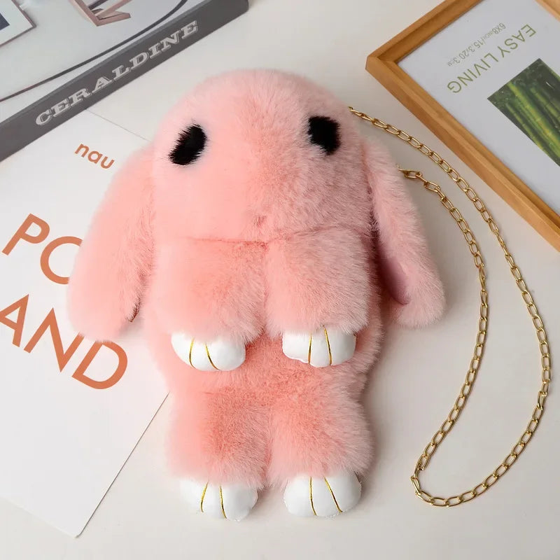 Bonito bolso bandolera de conejo de peluche | Encantador diseño cruzado