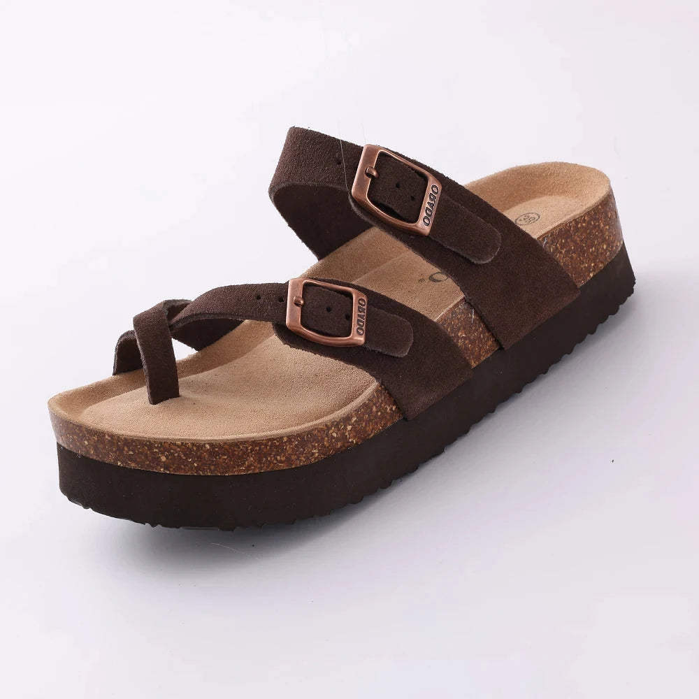 Women's Classic Cork Slippers | Comfortable Suede Clogs with Arch Support