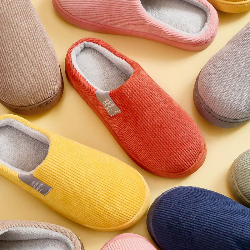 Cozy Plush Cotton Slippers for Couples | Anti-Slip Indoor Footwear