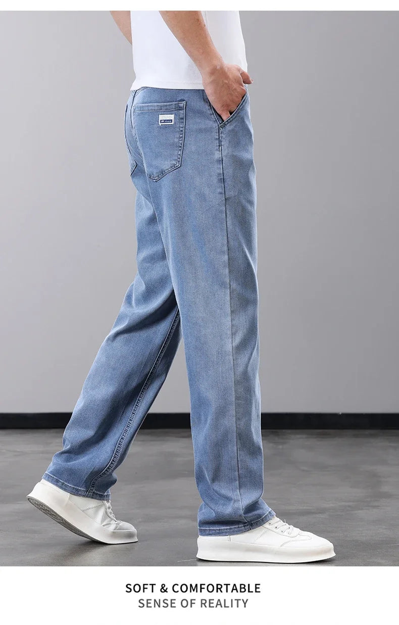 Men's Summer Thin Jeans | Soft Breathable Denim Casual Trousers
