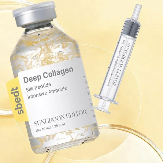 Deep Collagen Silk Peptide Intensive Ampoule — 40ml Wrinkle Reduction Essence, Skin Repair & Hydrating Firming Facial Serum with Targeted Syringe Applicator