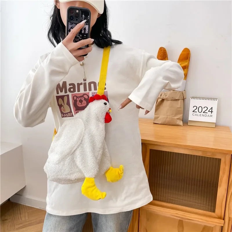 Chickens Shape Crossbody Purse | Cute Plush Handbag for Women