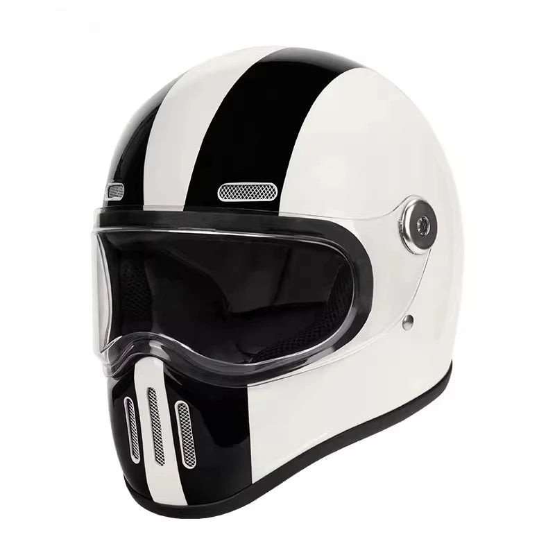 Retro Fiberglass Full Face Motorcycle Helmet | Vintage Style Safety Gear