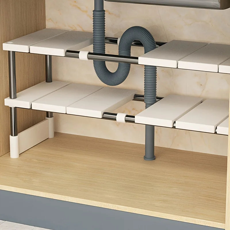 Adjustable Under Sink Storage Rack | Expandable Cabinet Organizer