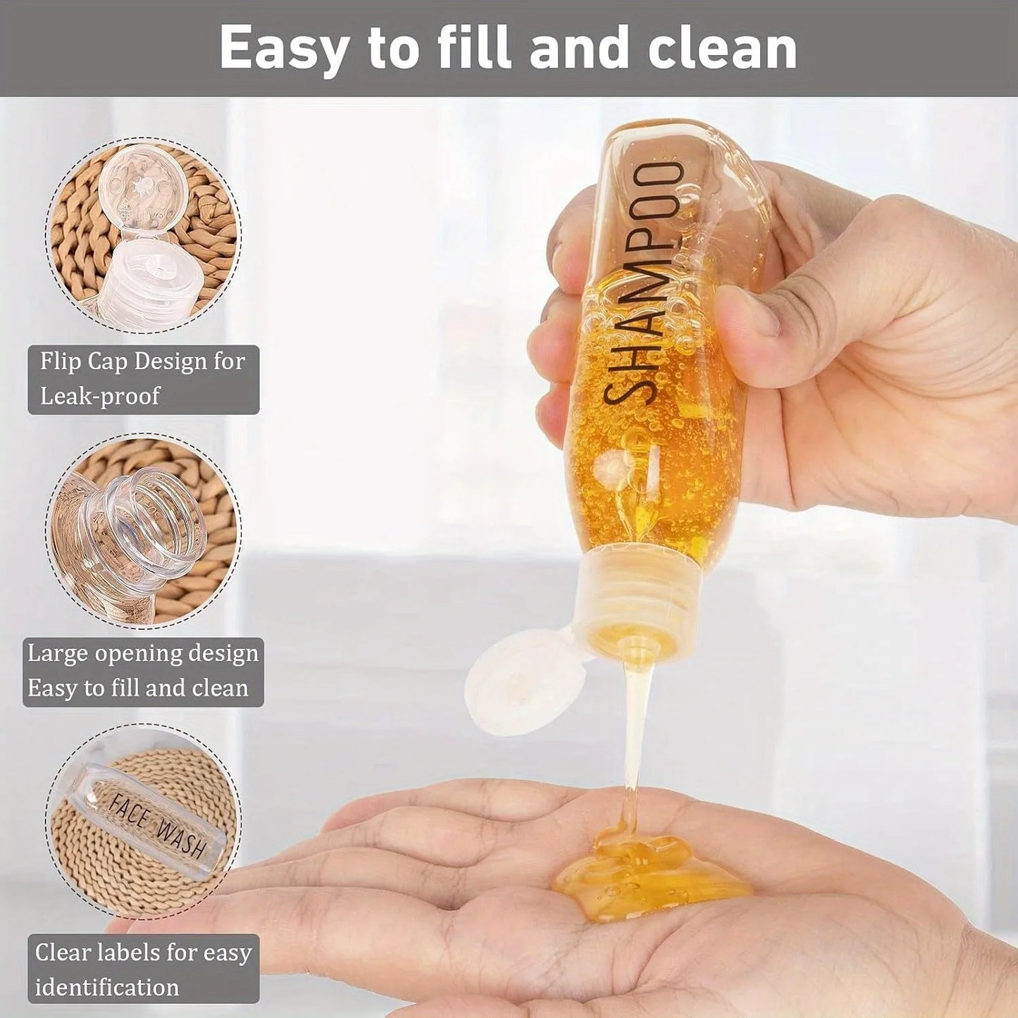 6pcs TSA-Approved Leakproof Travel Bottles for Essential Liquids