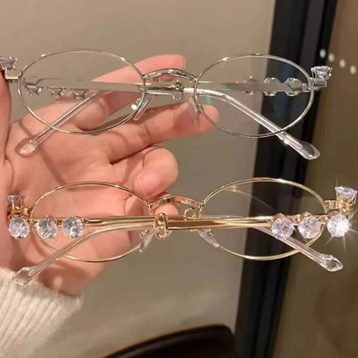 Women's Retro Silver Anti Blue Light Eyewear | Chic Oval Glasses