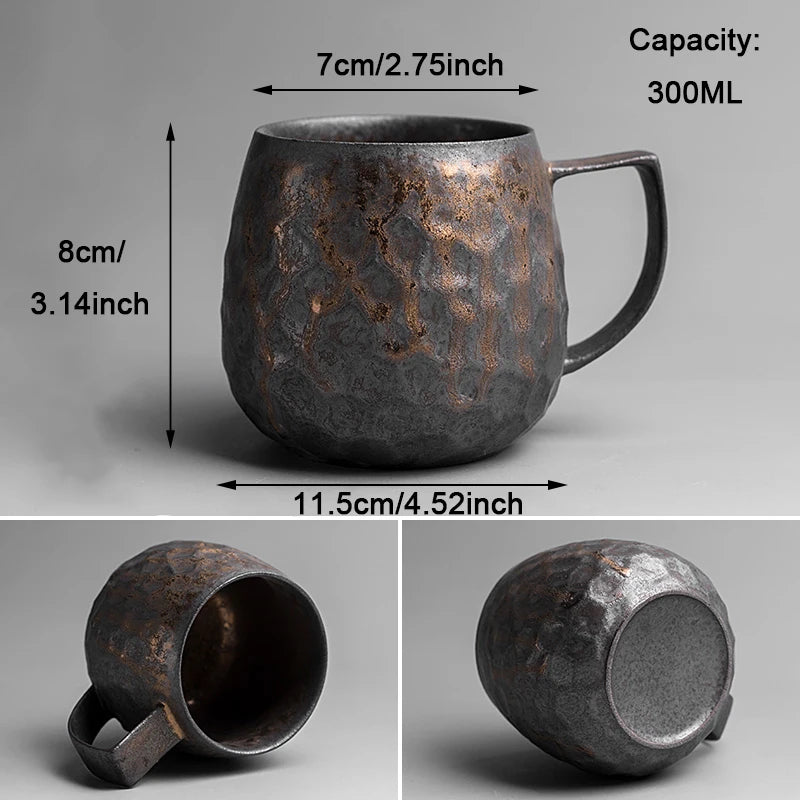 Vintage Ceramic Tea and Coffee Cup with Wooden Handle