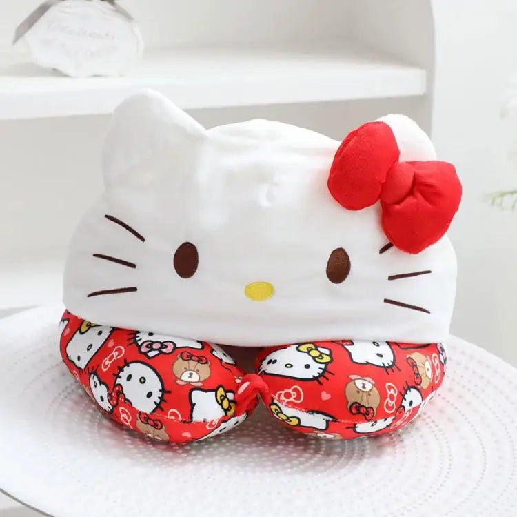 Kawaii Kitty Style Hooded U-Shaped Neck Pillow | Travel Nap Pillow