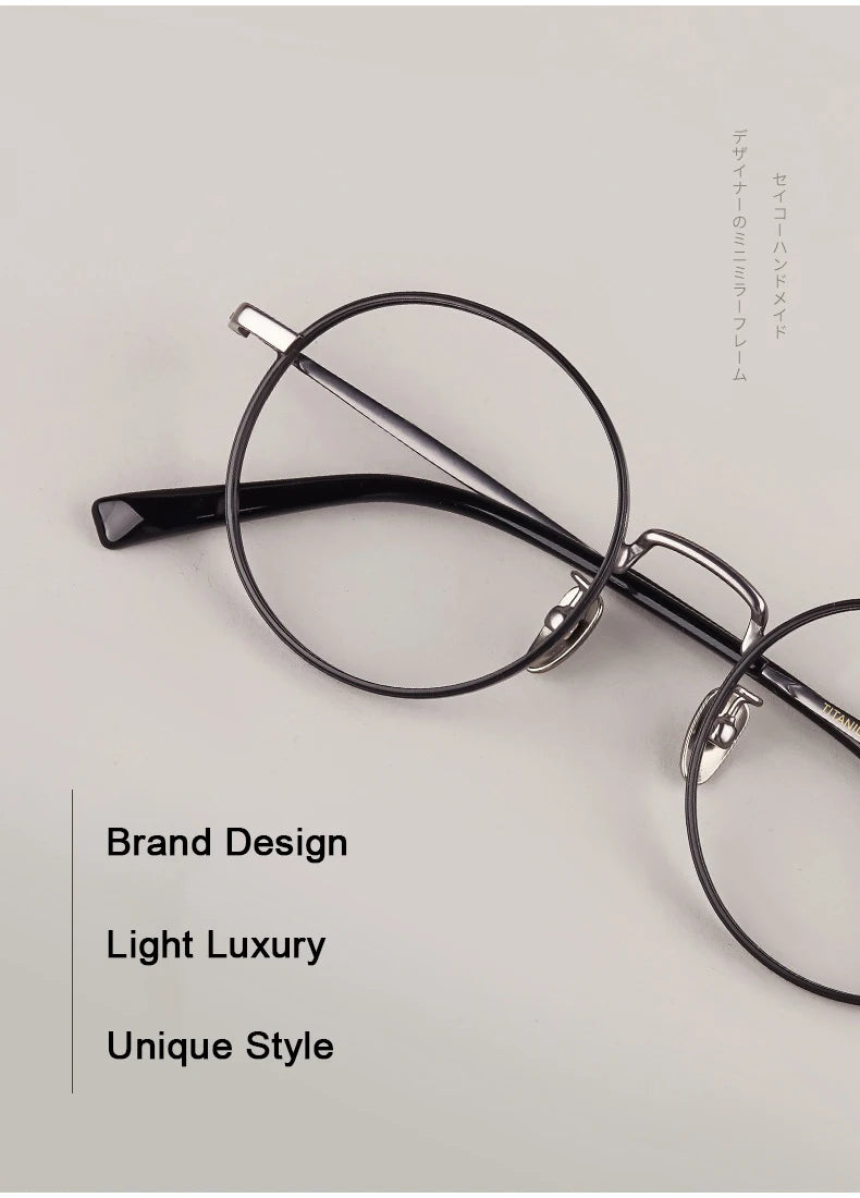Ultra-Light Retro Round Eyeglasses | Stylish Titanium Frames