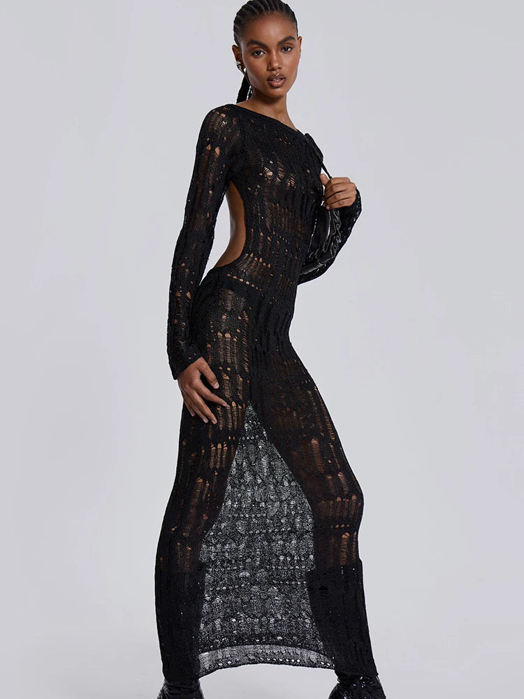 Elegant Hollow Out Backless Maxi Dress | Summer Women’s Fashion