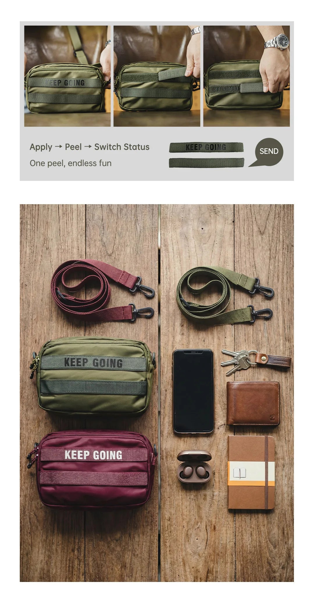 Men's Military Green Crossbody Bag | Compact Utility EDC Handbag
