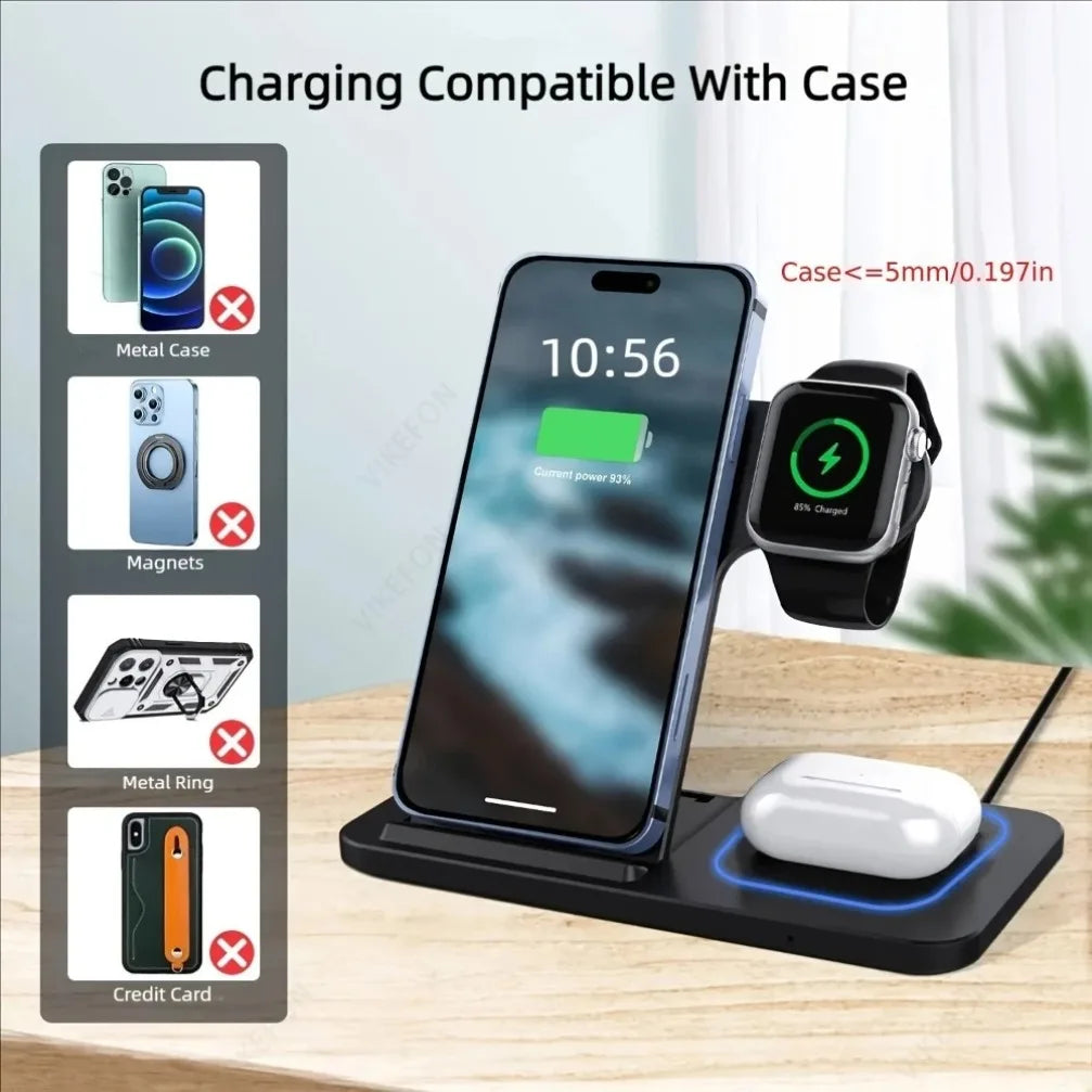 Foldable 3-in-1 Wireless Charging Station | Fast & Convenient Charging
