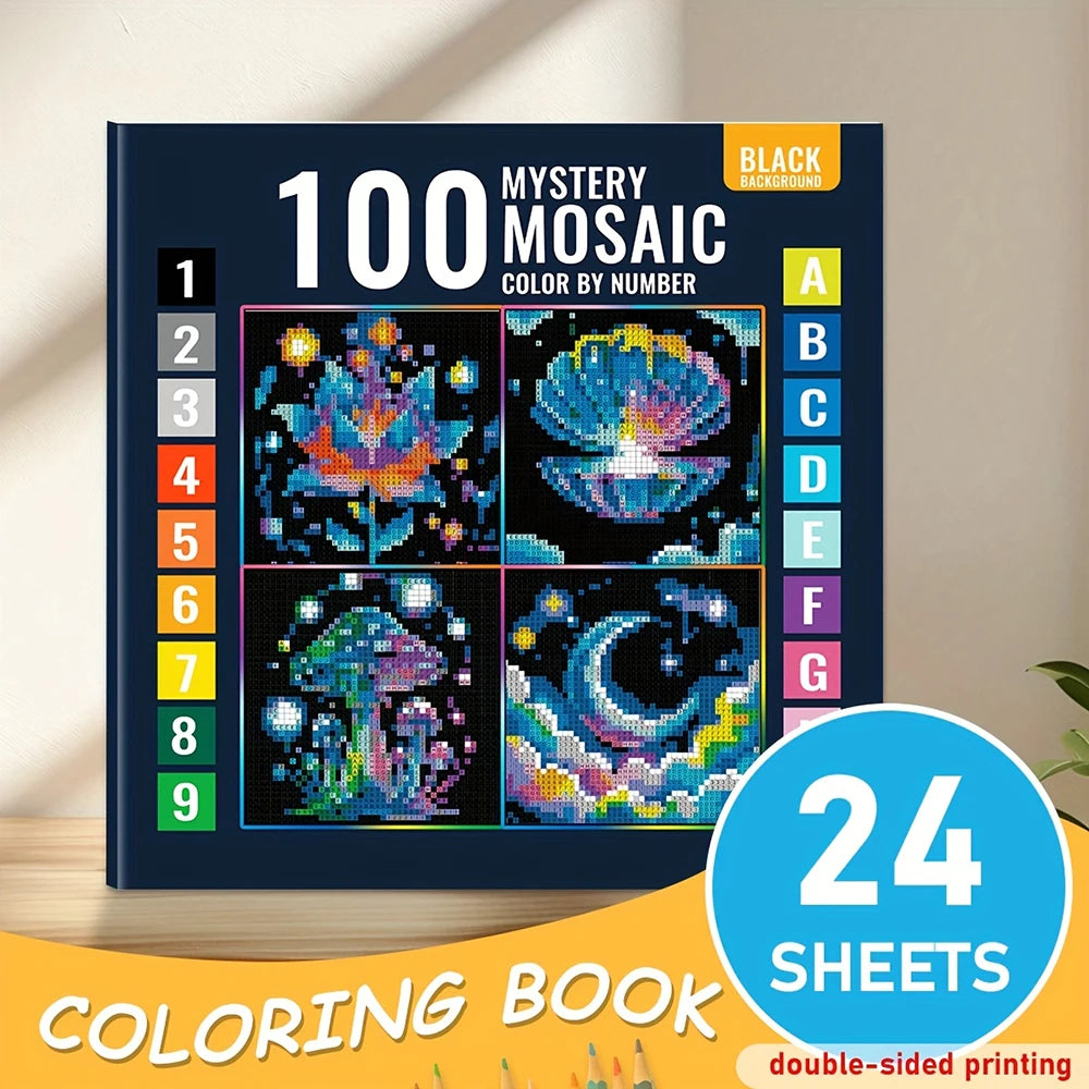 Mosaic Digital Coloring Book | Floral, Cosmic & Fantasy Patterns