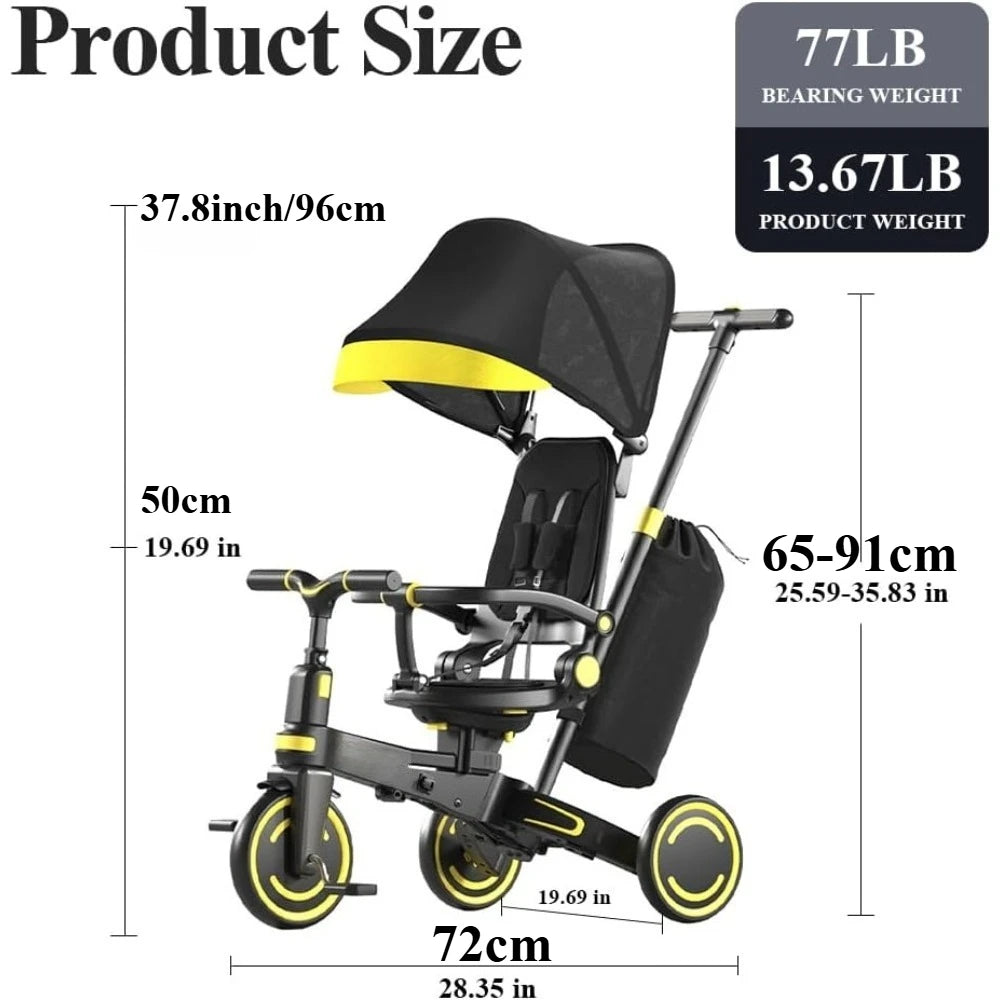 9-in-1 Convertible Push Tricycle for Toddlers | Safe & Lightweight