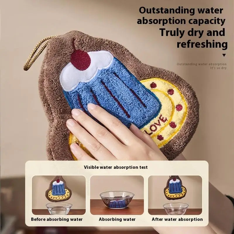 Absorbent Kitchen Hand Towels | Thickened Wall Hanging Cleaning Cloth