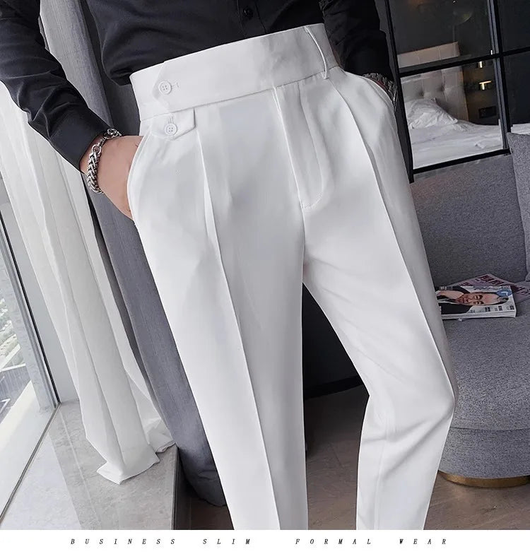 Men's High Waist Slim Fit Suit Pants | Smart Casual Fashion