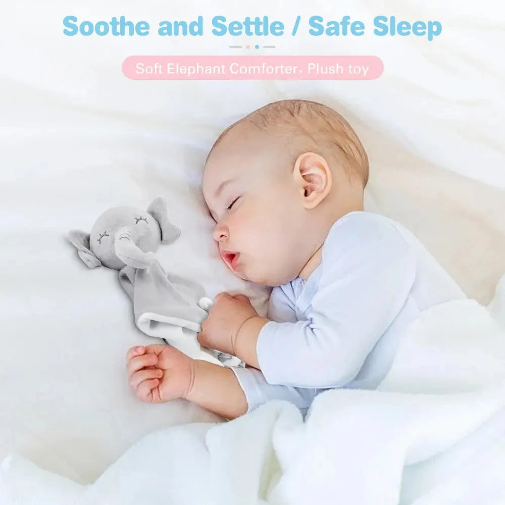 Cute Elephant Plush Teether Rattle for Newborns | Soft Blanket Toy