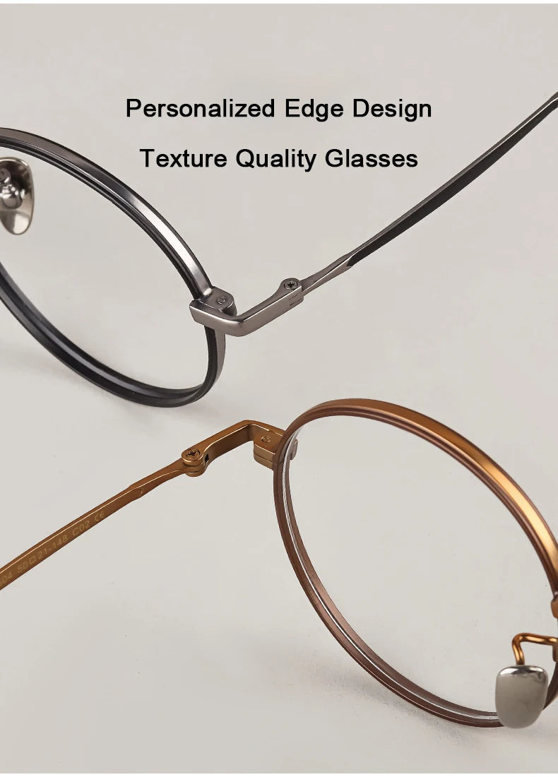 Ultra-Light Retro Round Eyeglasses | Stylish Titanium Frames