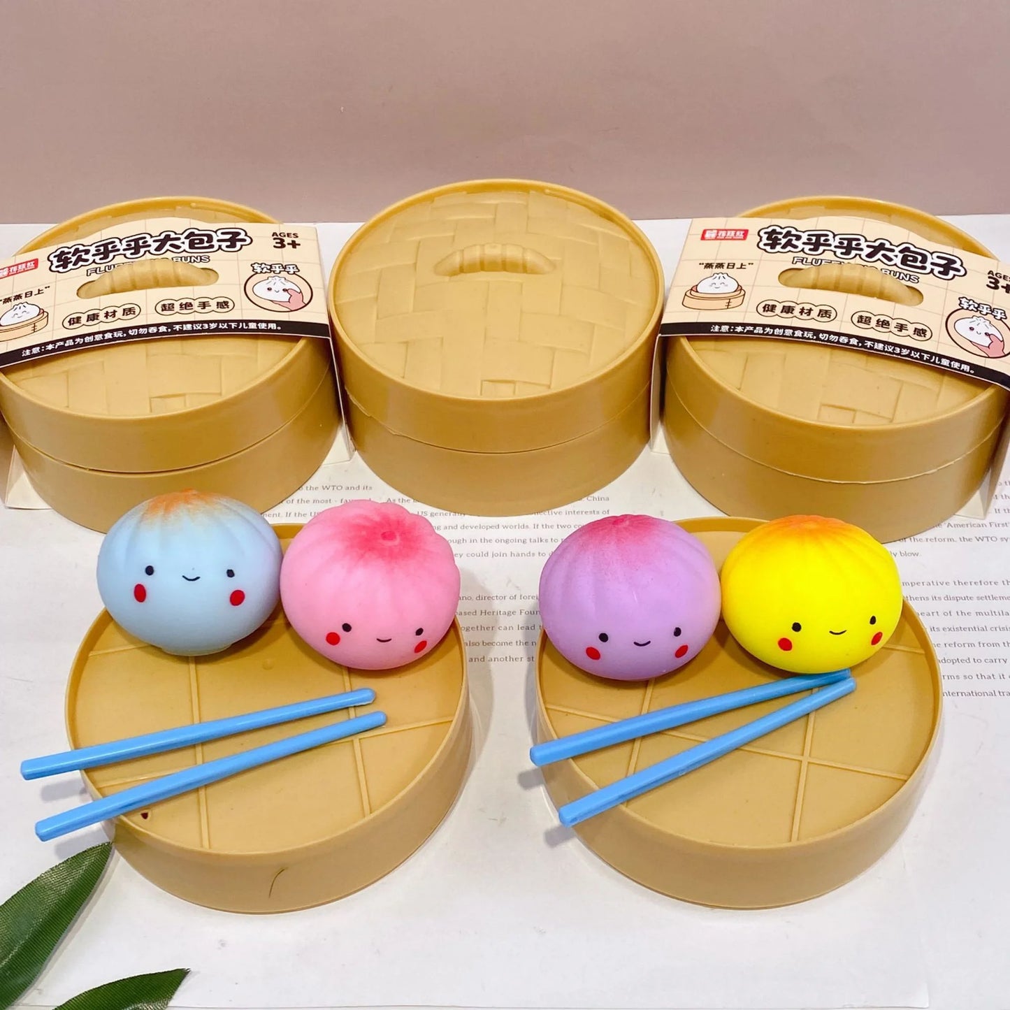 2026 New 2Pcs Steamer Bao Bun Squishy Simulation Pan-Fried Dumpling Slow Rising Squeeze Anti Stress Relief Adult Desk Gadget