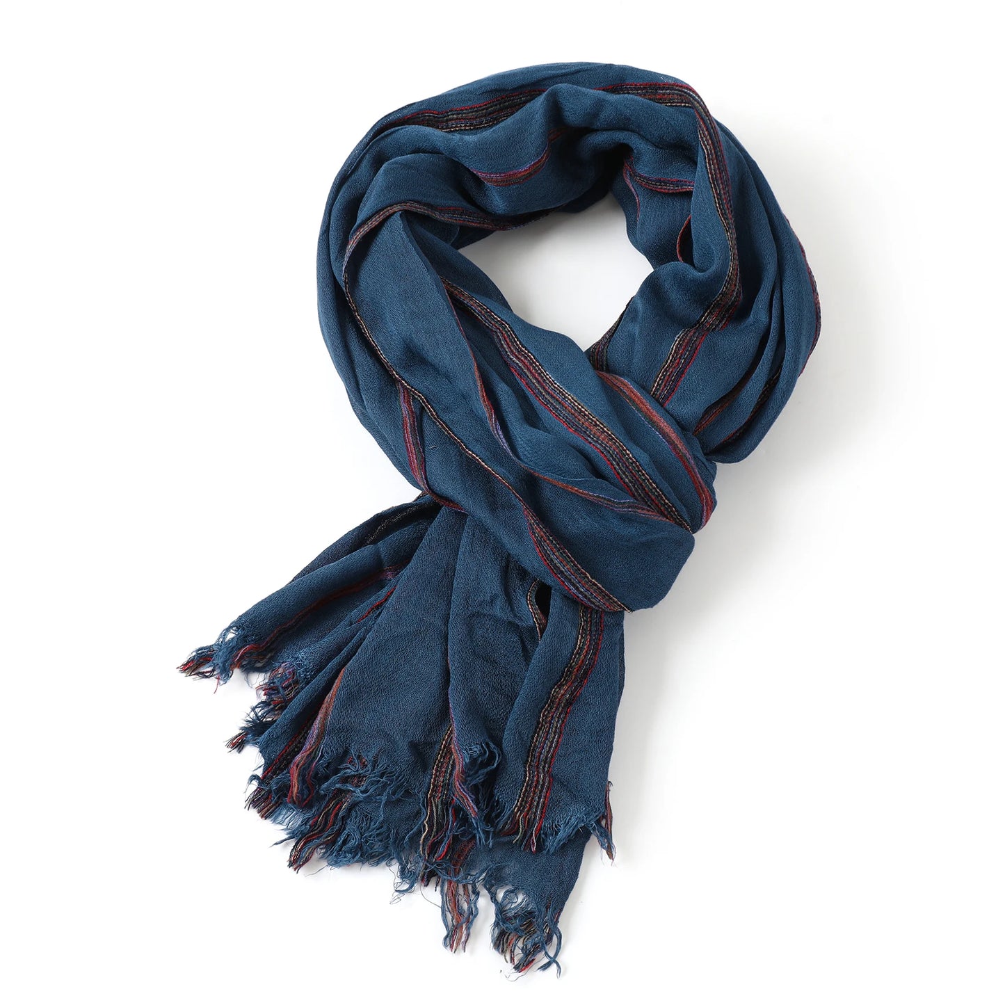 Cotton Linen Striped Men's Scarf | Warm Autumn Winter Accessories