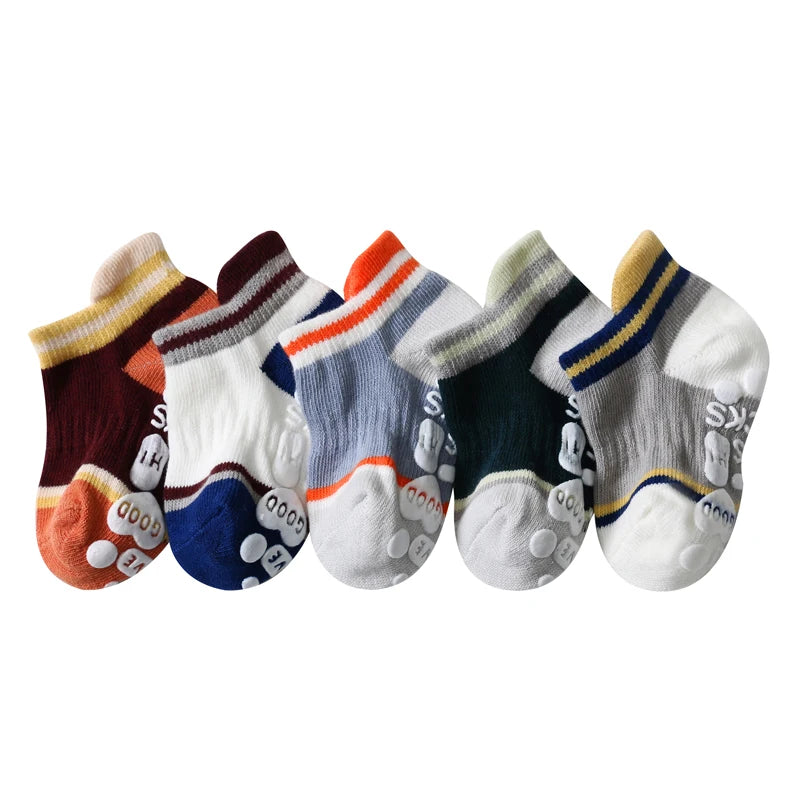 5 Pairs Kids Casual Cute Non-slip Socks | Breathable Comfort