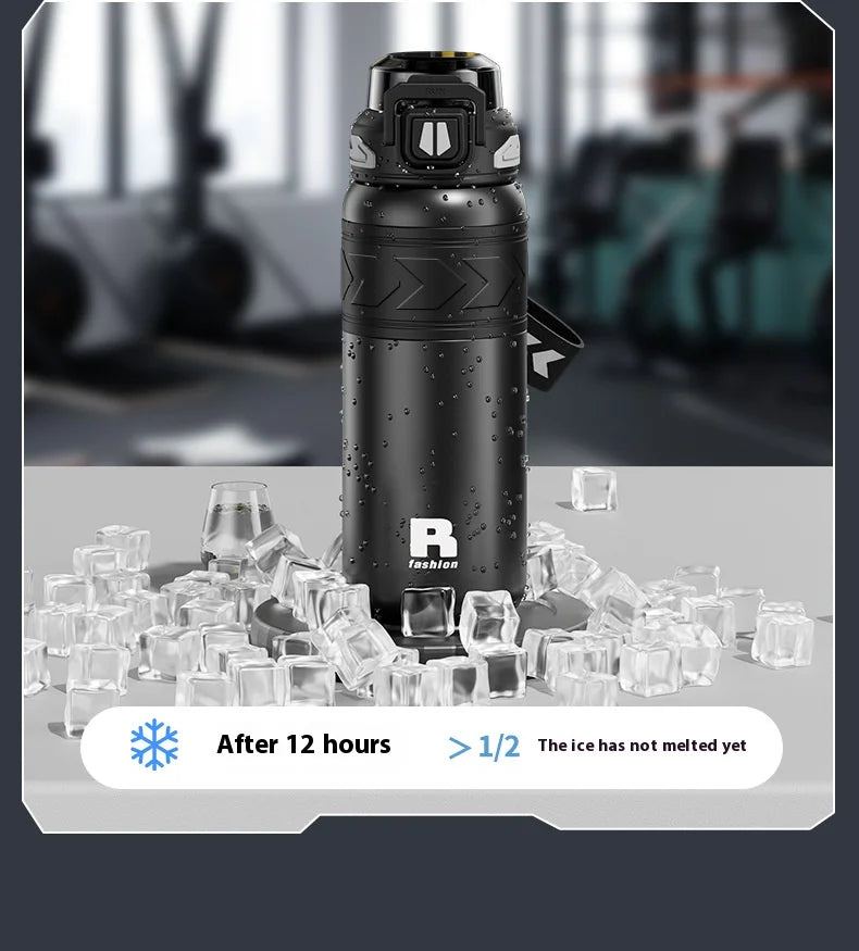 Large-Capacity Sports Straw Water Bottle | Portable Stainless Steel Cup