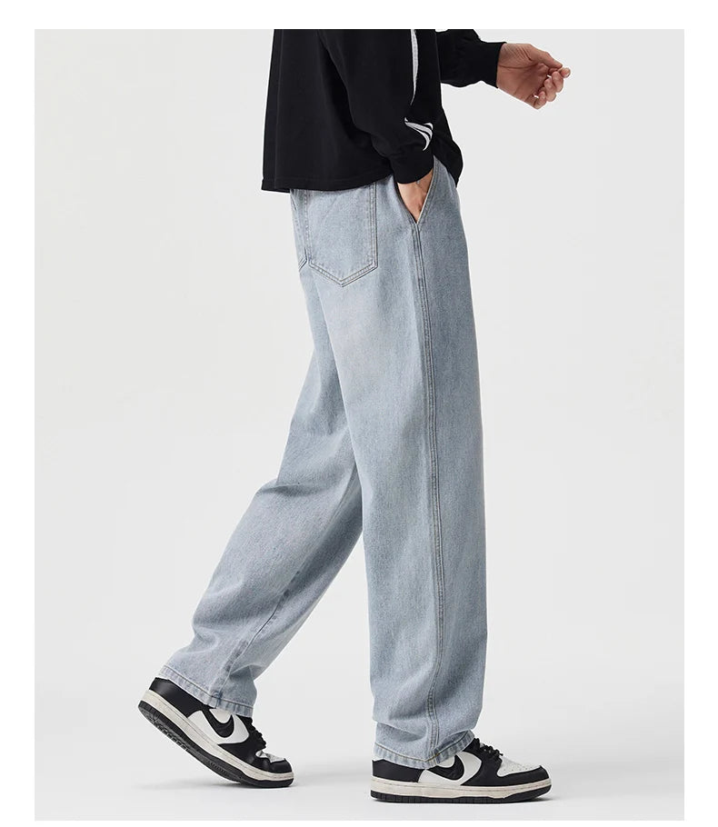 Men's Vintage Drawstring Wide-Leg Jeans | Trendy Casual Pants