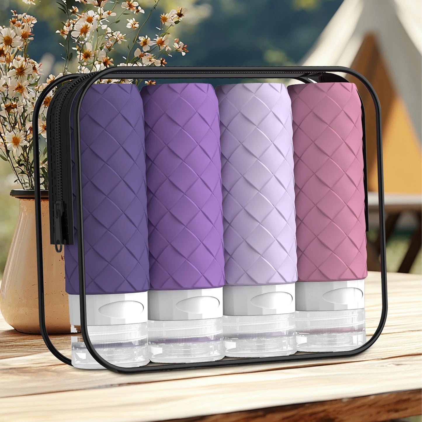 Silicone Woven Travel Dispensing Bottles | 4-Piece Set 90ml
