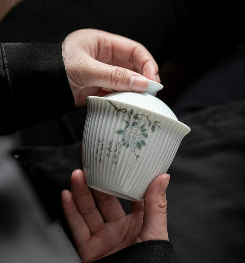 Japanese Style Handmade Ceramic Gaiwan Teacup Covered Bowl Household Tea Cup Brewing Covered Bowl Kung Fu Tea Set Accessories