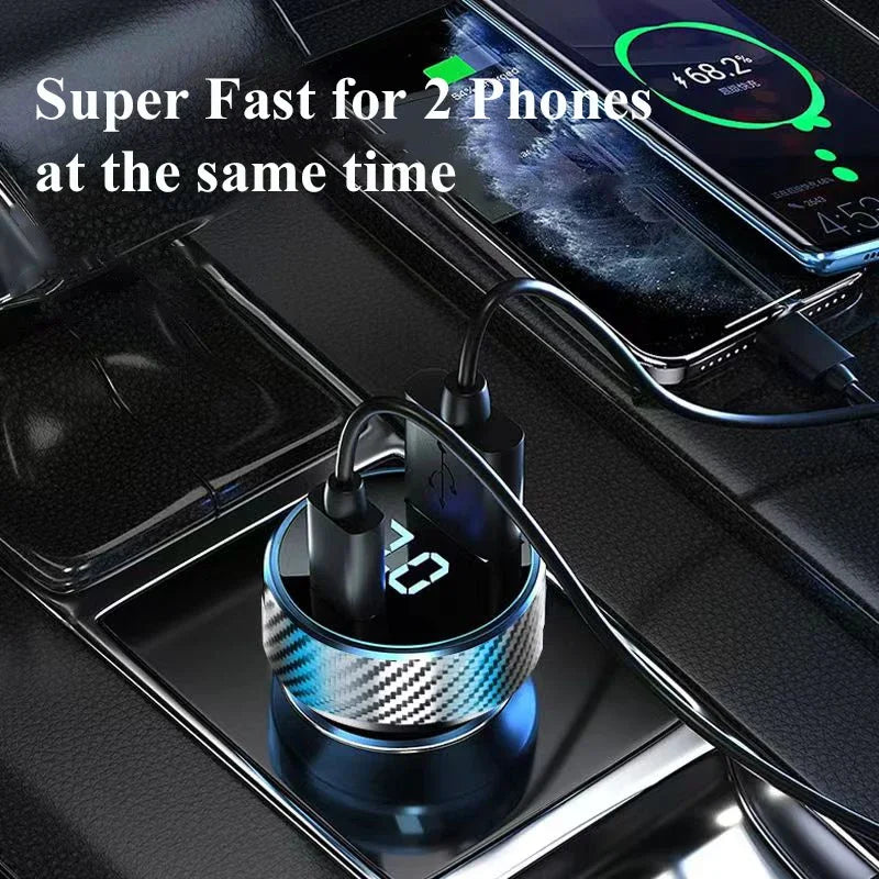 2-in-1 USB Car Charger Adapter | Super Fast GaN Charging Solution
